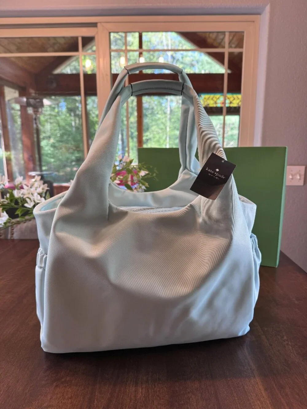 Kate Spade Carter Large Baby Diaper Bag Tote with Changing Pad Chelsea Crisp Sky